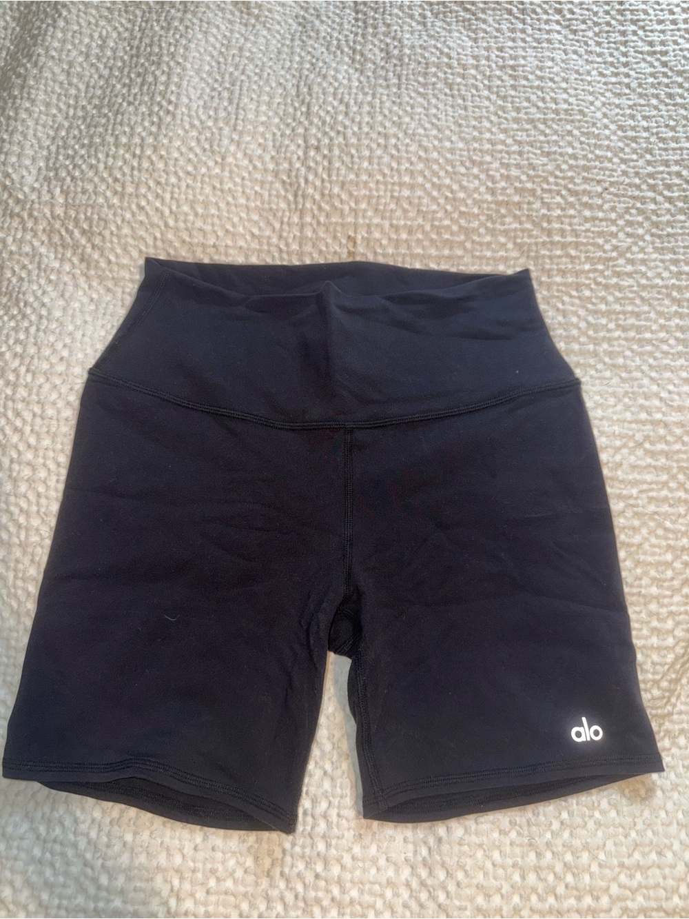 ALO Yoga Black High-Waist Bike Shorts with Logo